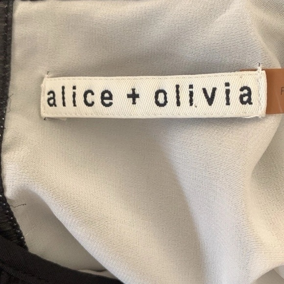 Alice + Olivia Dejas Chiffon Lace Midi Slip Dress in Black Size S - Picture 14 of 16